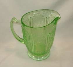 Jeannette CHERRY BLOSSOM Green PITCHER Depression Glass  