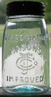 MIDGET PINT Fruit Jar TRADE MARKS Masons CFJCo IMPROVED  
