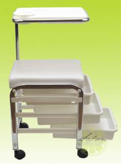 WHITE Pedicure Manicure Nail Salon SPA Cart Trolley Stool CHAIR w 