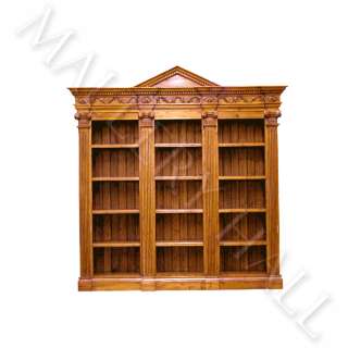 Hand Painted Open Bookcase White Linen Carved Crown  