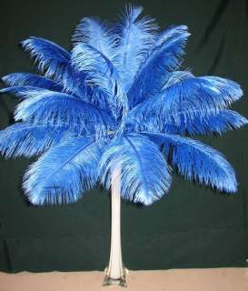 Ostrich Royal BLUE 20 Feathers Eiffel Tower Vase 13 16  
