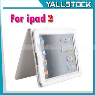 White Leather Case Cover Pouch Stand For Apple iPad 2  