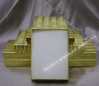 50 Gold Cotton Filled Jewelry Display Gift Boxes 5 x 3  