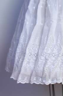   White Eyelet Embroidered Strapless Full Wedding Party Gown Dress XS