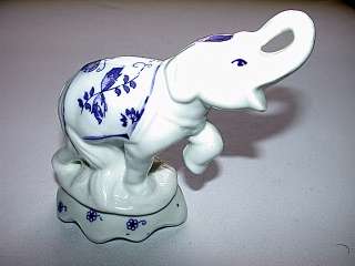 Oriental Blue on White Elephant Figurine  