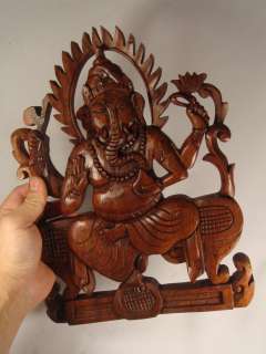 12 Hand Carved Lord Ganesh Wall Plaque Wood Panel ART  