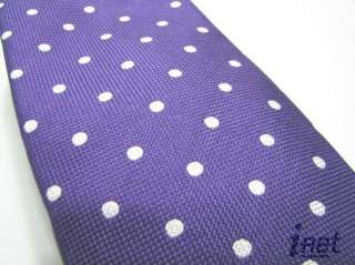Drakes of London Tie Silk Purple w/ White Polka Dots NWT $180  