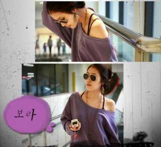 New Korea Women Strapless Long Sleeve Batwing Shirt Top 2 Colors 1070 