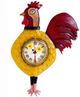   Designs WALL CLOCK Chicken ROOSTER Swing Pendulum WHIMSICAL  