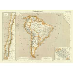  Lange 1870 Antique Map of South America