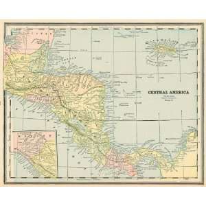 Cram 1889 Antique Map of Central America