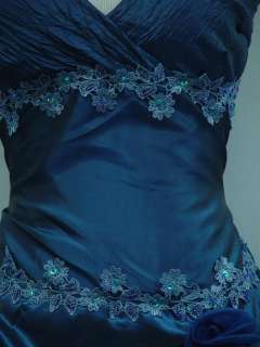 Cherlone Plus Size Satin Dark Blue Long Ball Gown Wedding/Evening 