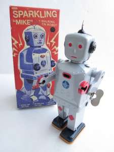 TIN Wind Up vtg style Sparking mechanical Space ROBOT  