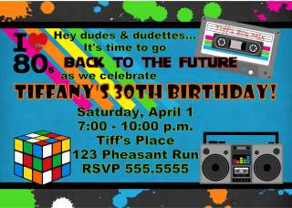 Back to the 80s Birthday Party Invitation add water bottle labels 