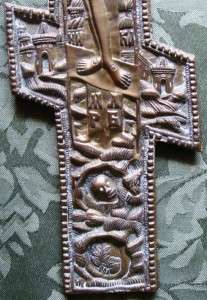 Antique Russian Icon   Large Bronze Cross  c1850  CRUCIFIX with 