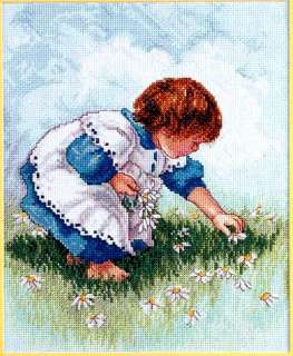 Janlynn Counted Cross Stitch kit 9 x 11 ~ COLLECTING DAISIES #029 