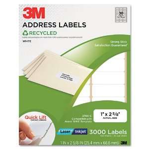   3M   Permanent Adhesive White Recycled Mailing Label F/Printer 