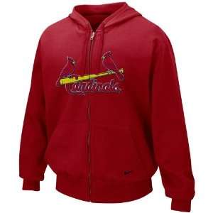 Nike St Louis Cardinals Red Tackle Twill Full Zip Hoody Sweatshirt 