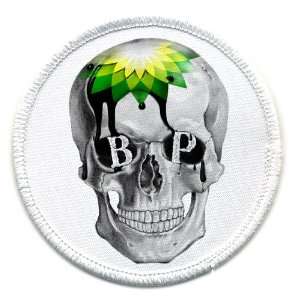  DEATH SKULL BP Oil Spill 3 inch Round Sew on Patch 