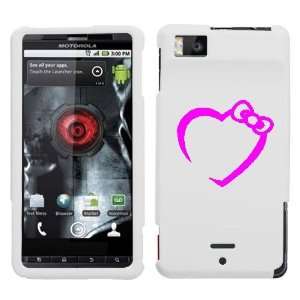  MOTOROLA DROID X PINK HEART BOW ON A WHITE HARD CASE COVER 