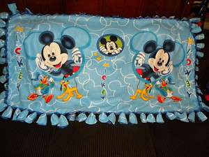 Mickey Mouse & Pluto handmade no sew tied fleece crib throw blanket 