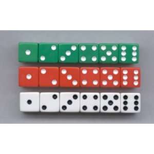  16 Pack KOPLOW GAMES INC. DOT DICE 6 EACH OF RED WHITE 