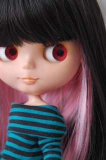 Black & Pink Punk Straight Hair Wig for 12 Blythe Doll  