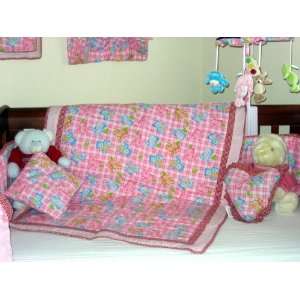  Pink Big Teddy 9 piece crib bedding set 