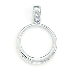 Rhodium Plated Small Circle Pendant .925 Sterling Silver Hollow Circle 