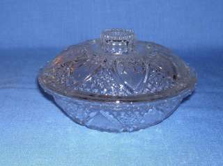 PRESSED GLASS CLEAR CANDY DISH W/ LID PASARI INDONESIA  