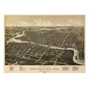  Watertown, Wisconsin   Panoramic Map Giclee Poster Print 