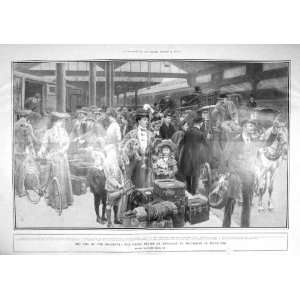   1906 HOLIDAY TOURISTS WATERLOO TRAIN STATION RAILWAY