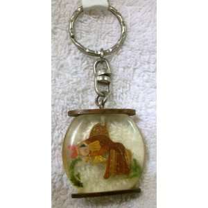  Wooden Hand Crafted Fish in a Bowl Key Ring, Key Chain, Key Holder 