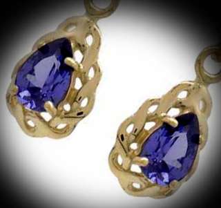 NATURAL 1.43 carats TANZANITE EARRINGS 14K GOLD lever back style 