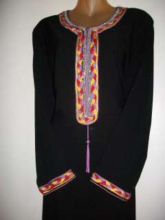 Black Ab,aya with colorful Embroidery L, Jilbab  