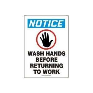  NOTICE WASH HANDS BEFORE RETURNING TO WORK (W/GRAPHIC) 14 
