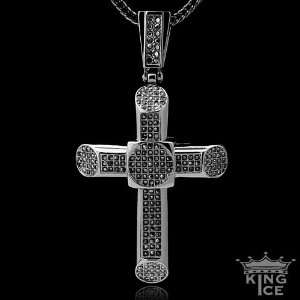  All Black Everything Hip Hop Hematite Rounded Cross 