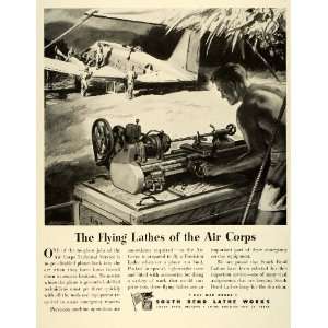 1943 Ad South Bend Lathe Works WWII Machinery Air Force Warplane 