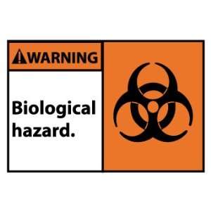 Warning, Biological Hazard (Graphic), 3X5, Adhesive Vinyl, 5/Pk 