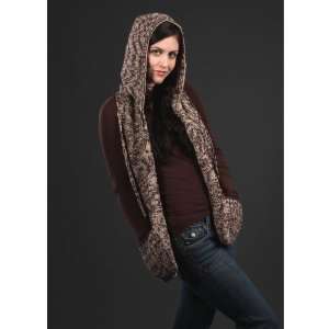  Chocolate/Sand Hooded Scarf with Pockets 