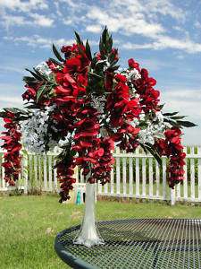   Bud Vase Flower Arrangement Country Red Wisteria Wedding Altar Florist