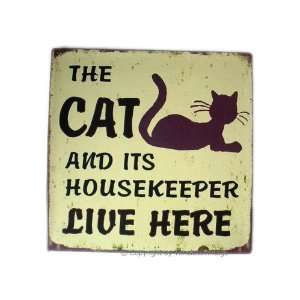 Vintage Cat Kitten Pet Iron Metal Wall Door Sign Plaque  