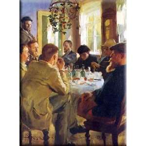  Almuerzo con pintores de Skagen 12x16 Streched Canvas Art 