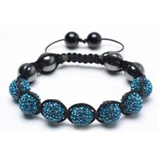 Bling Jewelry Hematite Blue Turquoise Swarovski Crystal Bead Shamballa 