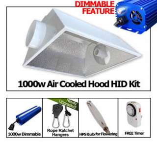 1000 Watt HPS Cooled Hood Digital Ballast Hydroponic Grow Light Kit 