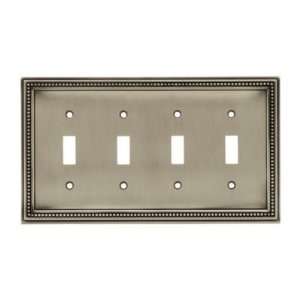  Wall Plate, Beaded Design, Quad Switch, Brushed Satin 