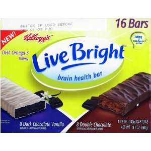 Kelloggs Live Bright Brain Health Bars   8 Double Chocolate & 8 Dark 