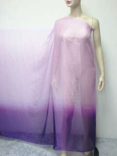 100% Pure Silk Chiffon Fabric Ombre purple 3 Yards +  