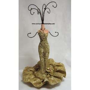    Victorian Brown Dress Mannequin Jewelry Holder 