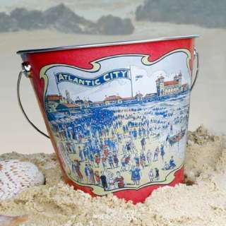 Atlantic City Vintage Sand Pail Beach Bucket Ocean Wave  